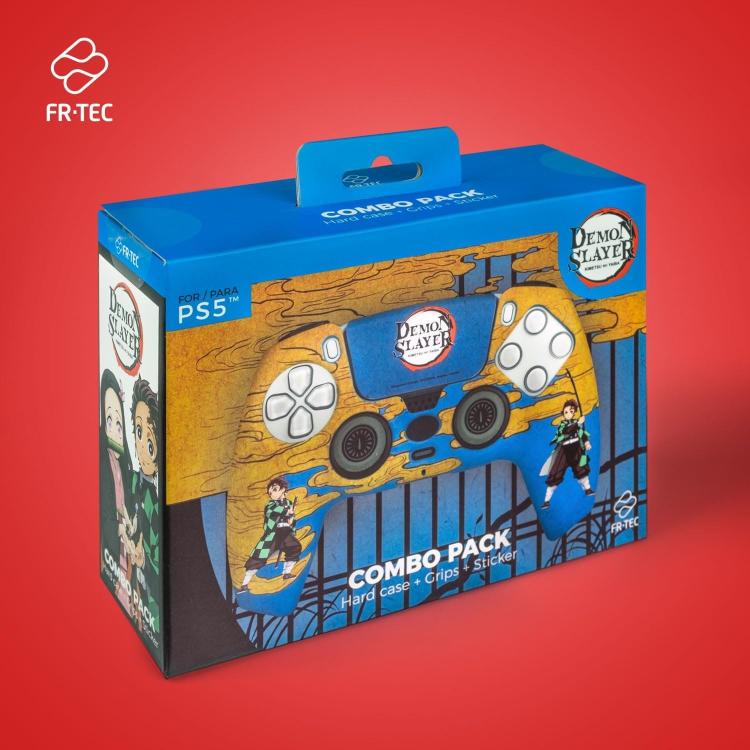 Frtec Cover Custodia Rigida Controller Ps5 Dualsense Demon Slayer +Grips+Sticker