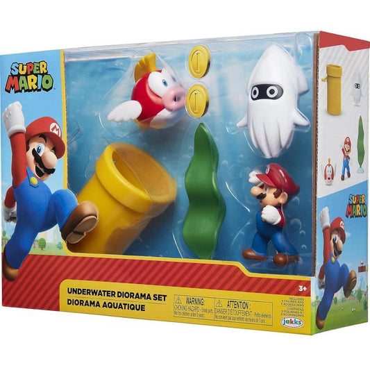 Jakks Pacific Nintendo: Super Mario "Underwater Diorama Set" Gioco Con Figure 3+