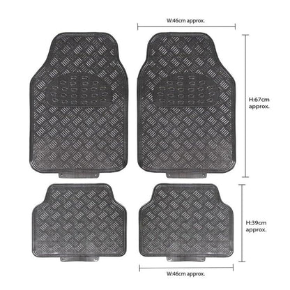 Set 4 Tappetini Tappeti Auto Universali Gomma Effetto Metallo Cromato (Carbonio)