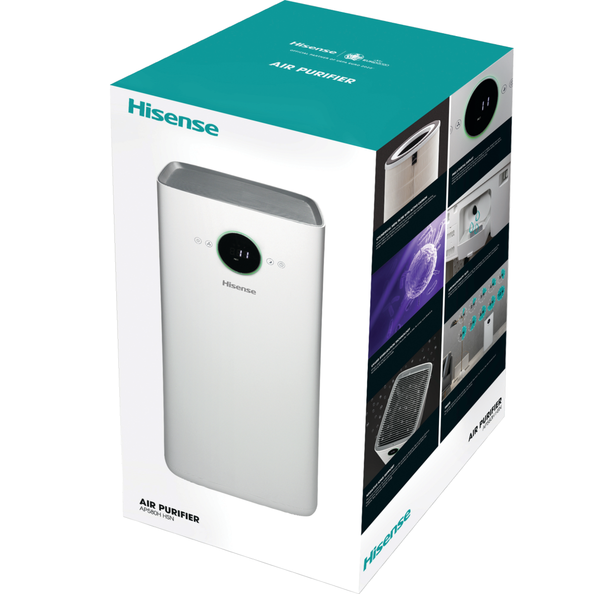 Hisense Purificatore d'Aria Ionizzatore Filtro Hepa+Carboni Attivi Display Sterilizzatore Uv-C AP580H