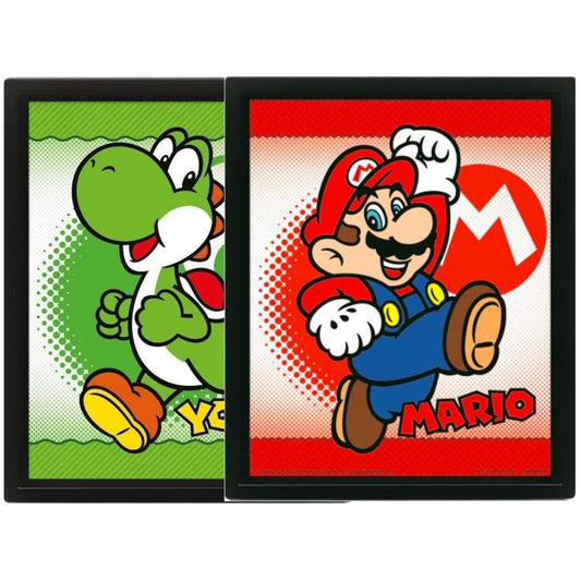 Pyramid - Super Mario Bros / Yoshi Flip Poster Framed 3D Lenticular Incorniciato