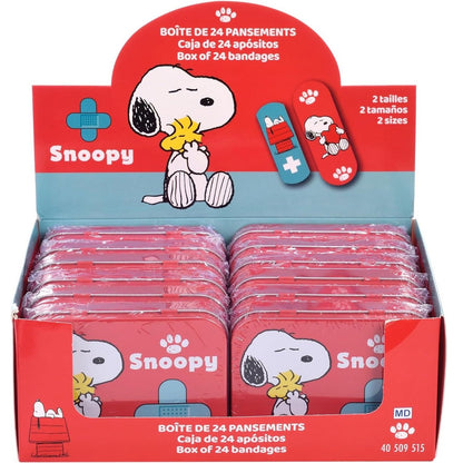 Snoopy Box Metallo 24 Medicazioni Adesive Cerotti Sterili Ragazzi Bambini