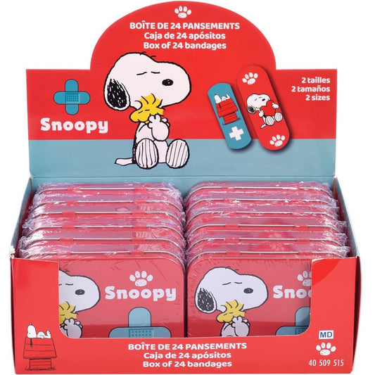Snoopy Box Metallo 24 Medicazioni Adesive Cerotti Sterili Ragazzi Bambini