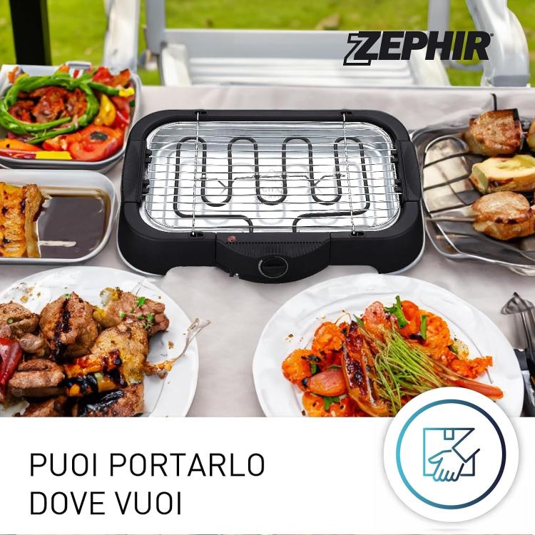 Zephir Bistecchiera Grill Elettrica E Griglia Termostato Piastra Barbecue 2000W