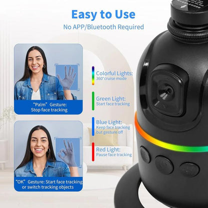 Supporto Gimbal Treppiede Rotante Tracciamento Intelligente Telefono Smartphone