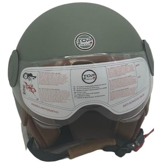CASCO JET SIRIO MATT MOTO SCOOTER OMOLOGATO ECE VISIERA REMOVIBILE (VERDE tg.S)