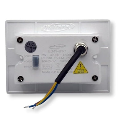 Universo Es49-G3c Punto Luce Segnapasso Rettangolare Led ad Incasso Cambia Colore CCT 3in1 da 3w 24° Da Esterno Ip65 Scatola 503 per Scale Giardino - Bianco
