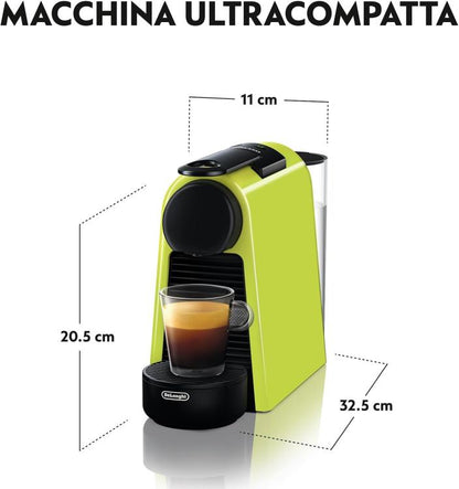 DE'LONGHI NESPRESSO ESSENZA MINI EN85.B MACCHINA DA CAFFÈ 0.6L LIME + 14 CAPSULE