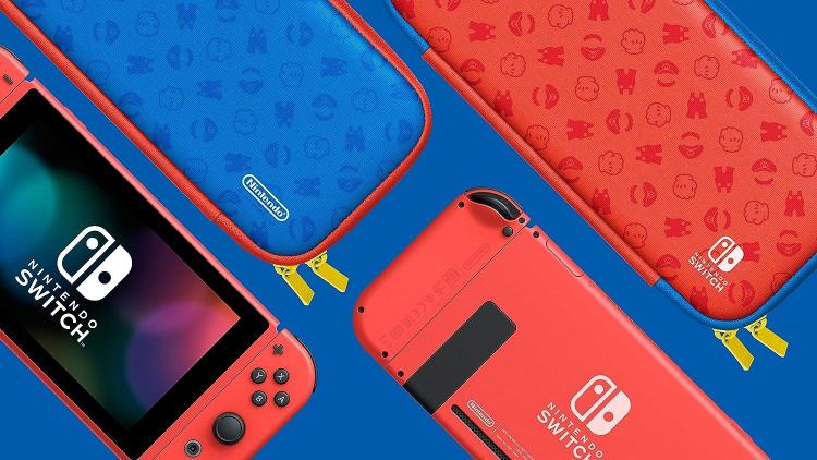 Nintendo Switch Console 1.1 Mario Red & Blue Special Edition + Custodia Pochette