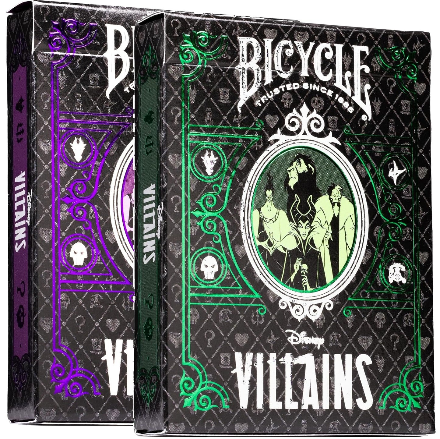 Bicycle - Disney (Disney Villains Green and Purple) Playing Cards - Mazzo di Carte da Collezione, Poker, Magia e Cardistry basato sul famoso film di Animzione Disney Cattivi (1 Mazzo RANDOM)