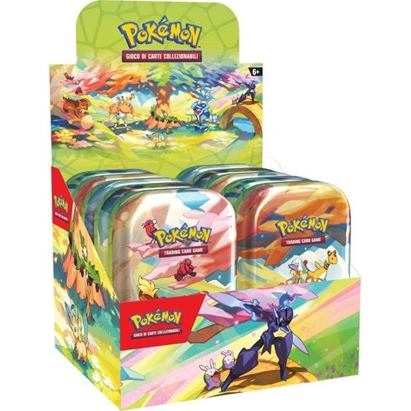 Pokemon Mini Tin: Paldea Sfavillante Collezione Gcc Tcg (Espathra-Ampharos) Ita