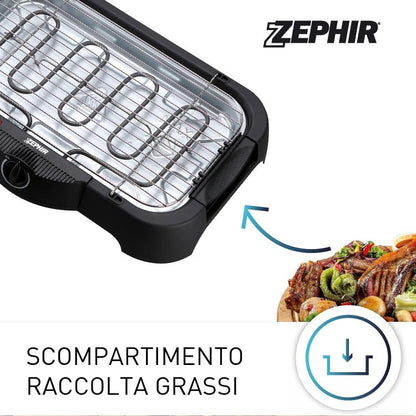 Zephir Bistecchiera Grill Elettrica E Griglia Termostato Piastra Barbecue 2000W