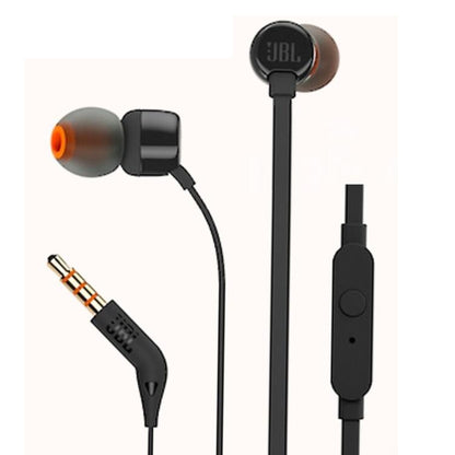 Jbl Auricolari Tune 110 Wired Cuffie Filo T110 Pure Bass Cavo Piatto 3.5Mm Black