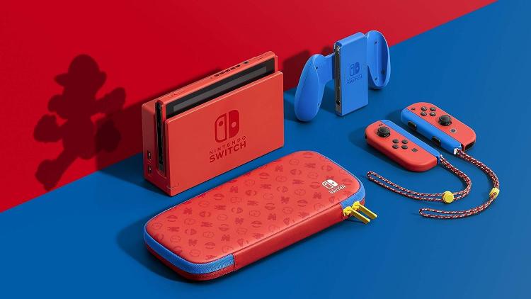 Nintendo Switch Console 1.1 Mario Red & Blue Special Edition + Custodia Pochette