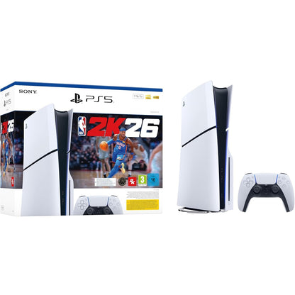 Sony Console Ps5 Slim con Lettore 1TB White (Bundle Playstation 5 +  NBA 2K26)