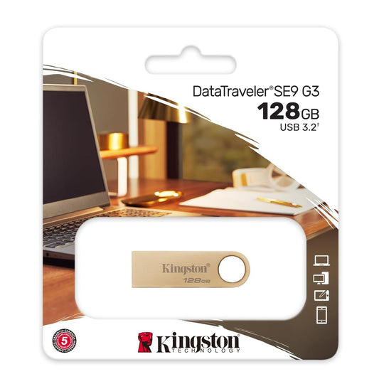 Kingston Pendrive 128GB DTSE9G3/128GB USB-A 3.2 Chiavetta Memoria PC Metal Dorato 220MB/s