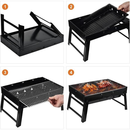 Barbecue da Tavolo Carbonella Grill con Valigetta Portatile Pieghevole Campeggio