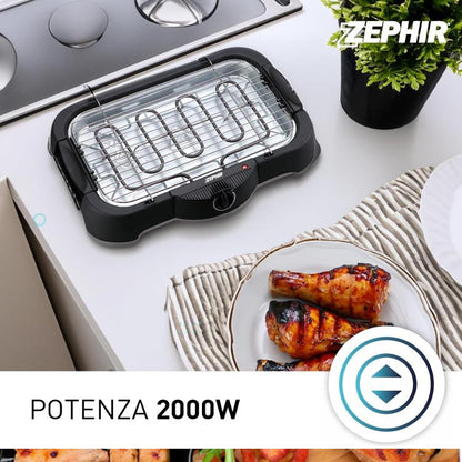 Zephir Bistecchiera Grill Elettrica E Griglia Termostato Piastra Barbecue 2000W