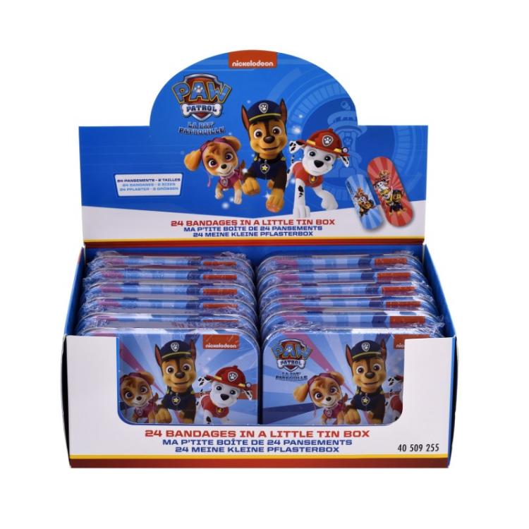 Paw Patrol Box Metallo 24 Medicazioni Adesive Cerotti Sterili Ragazzi Bambini
