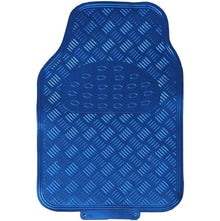 Set 4 Tappetini Tappeti Per Auto Universali Gomma Effetto Metallo Cromato (Blu)