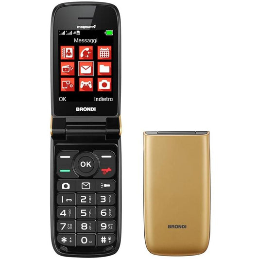 BRONDI MAGNUM 4 CELLULARE GSM FLIP MAXI DISPLAY DUAL SIM FOTOCAMERA 1.3MP ORO