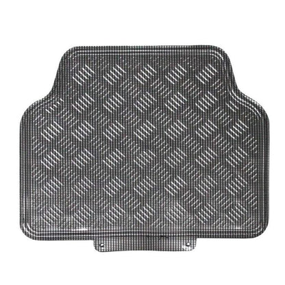 Set 4 Tappetini Tappeti Auto Universali Gomma Effetto Metallo Cromato (Carbonio)