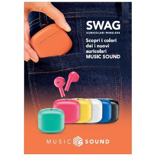 CELLULARLINE MUSIC SOUND AURICOLARI WIRELESS SWAG TWS BLUETOOTH POWERBANK ORANGE