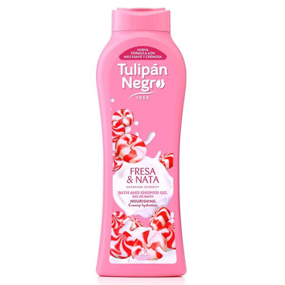 Tulipan Negro Shower Gel Bagno (Panna E Fragole Dolci) Bagnoschiuma Fucsia 650Ml