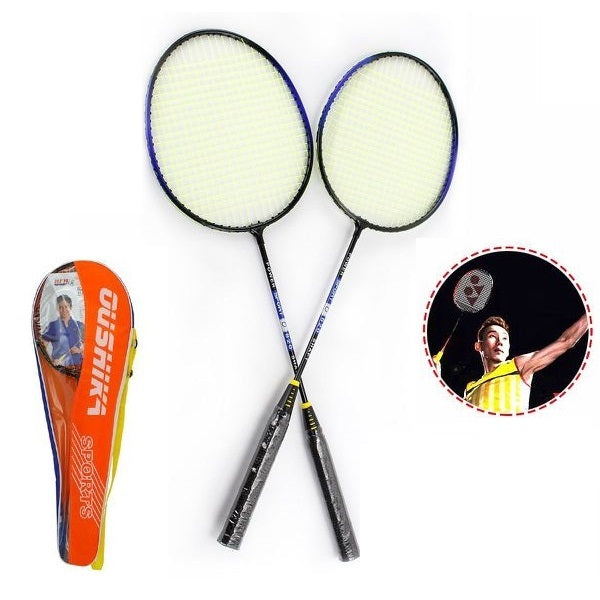 COPPIA RACCHETTE BADMINTON CON CUSTODIA BORSA DA TRASPORTO SPORT COME TENNIS DFH