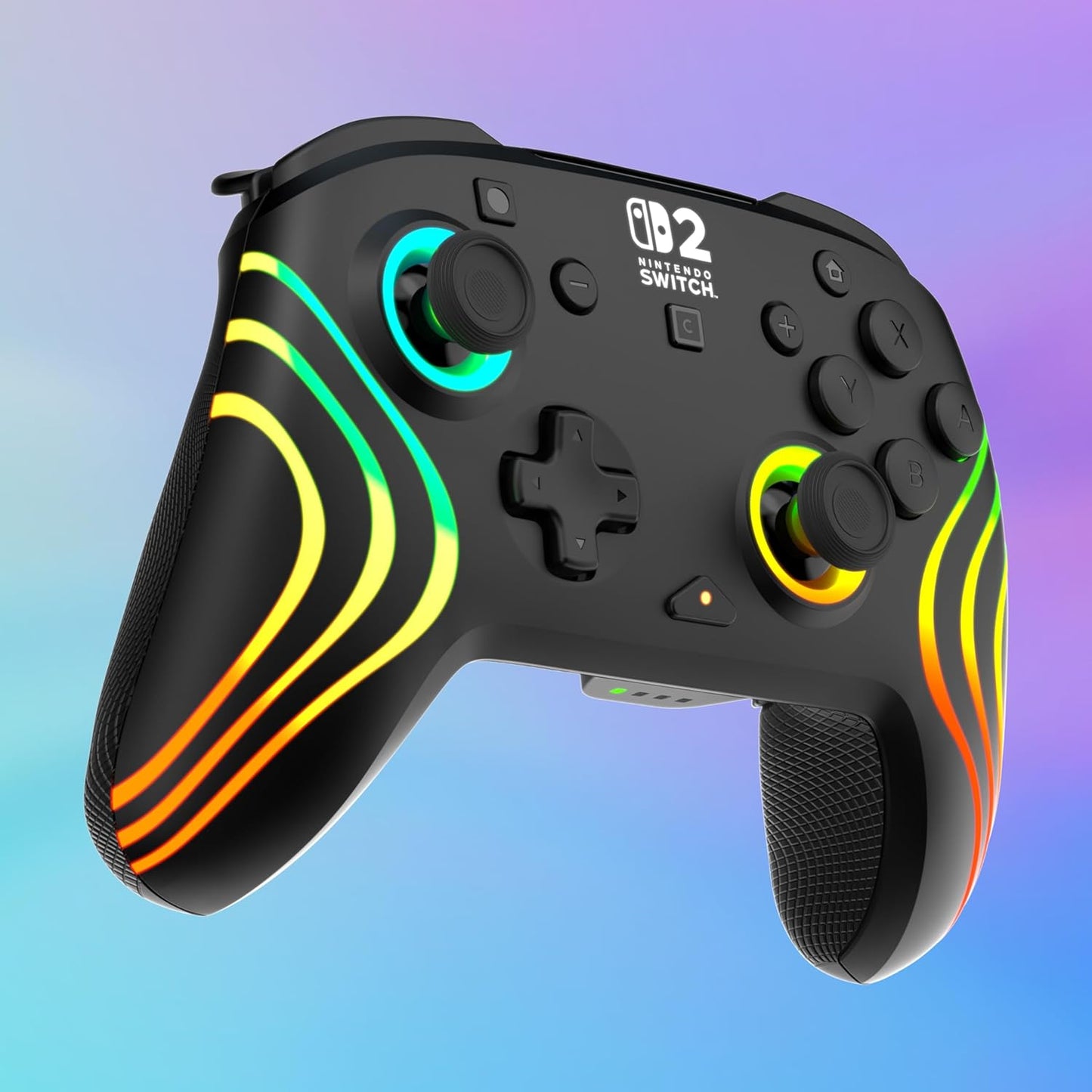 Turtle Beach - Afterglow (Nero) - Controller Wired RGB Retroilluminato Gaming Cablato per Nintendo Switch 2, Funziona anche con Nintendo Switch/Oled