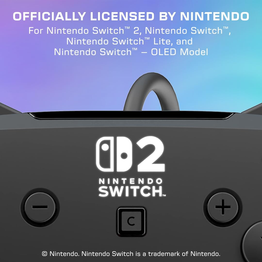 Turtle Beach - Afterglow (Nero) - Controller Wired RGB Retroilluminato Gaming Cablato per Nintendo Switch 2, Funziona anche con Nintendo Switch/Oled