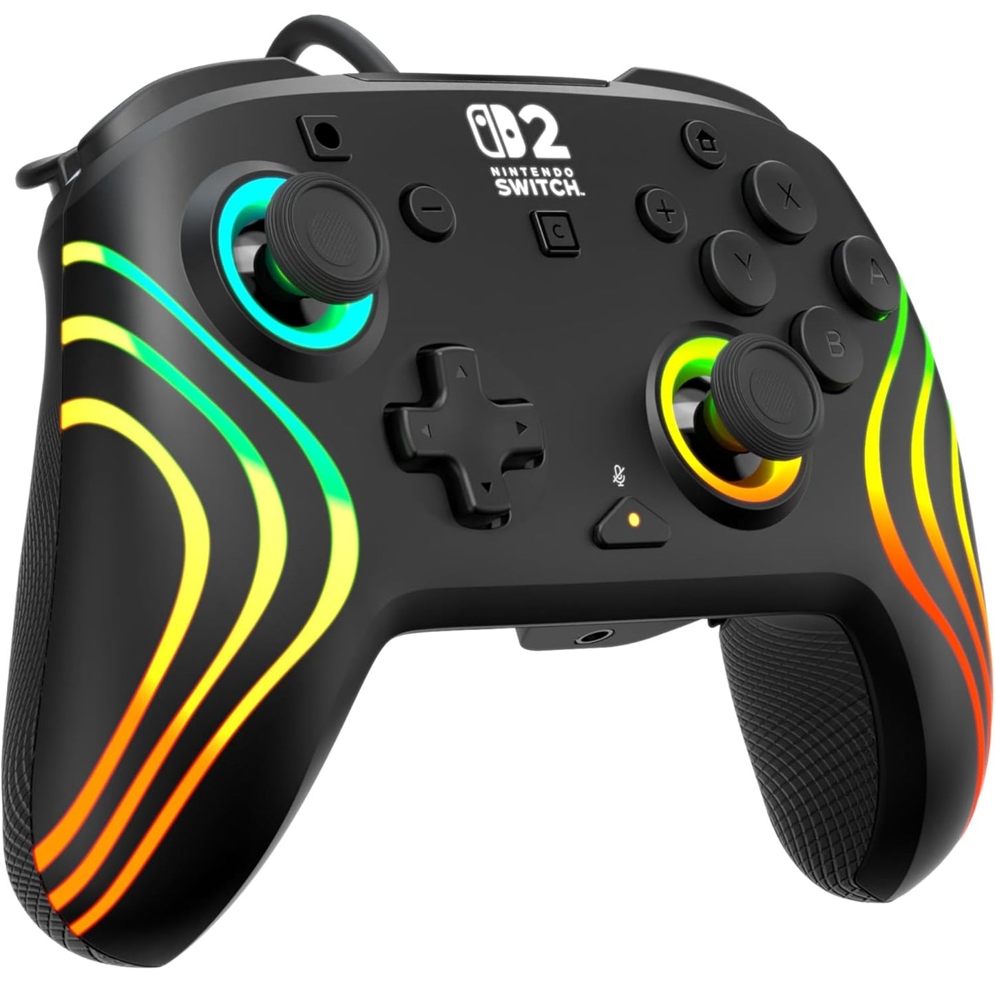 Turtle Beach - Afterglow (Nero) - Controller Wired RGB Retroilluminato Gaming Cablato per Nintendo Switch 2, Funziona anche con Nintendo Switch/Oled