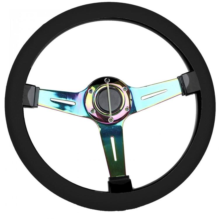 Coprivolante Auto In Silicone Antiscivolo Fodera Volante Nero Universale 35-41cm