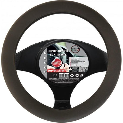 Coprivolante Auto In Silicone Antiscivolo Fodera Volante Nero Universale 35-41cm