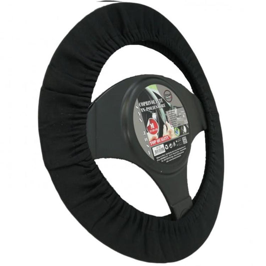 Coprivolante Auto In Tessuto Tecnico Antiscivolo Fodera Volante Nero (Ø 37-39cm)
