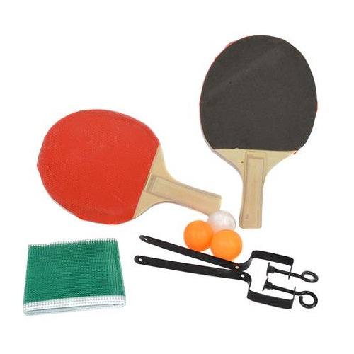 Set Ping Pong Racchette + 3 Palline + Rete Con Morsetti Gioco Tennis Da Tavolo