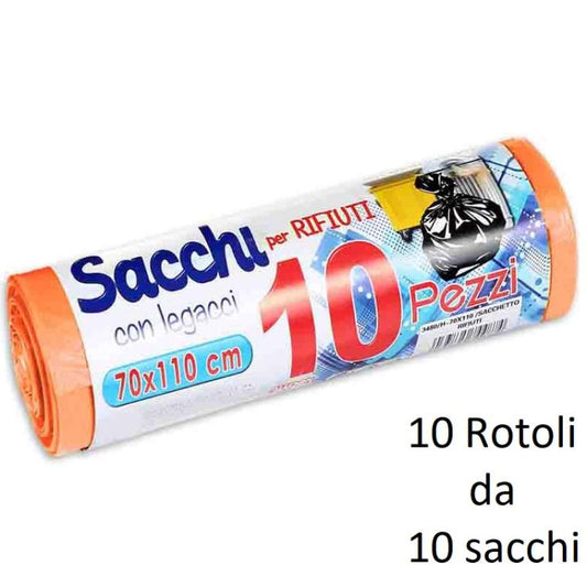 100 BUSTE SACCHI SACCHETTI RIFIUTI SPAZZATURA RACCOLTA DIFFERENZIATA 70X110cm AR