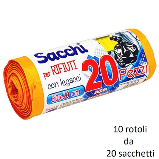 200 BUSTE SACCHI SACCHETTI RIFIUTI SPAZZATURA RACCOLTA DIFFERENZIATA 50X60cm ARA