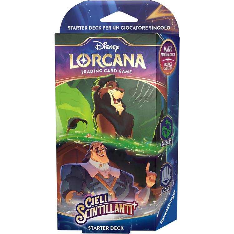 Disney Lorcana "Cieli Scintillanti" Starter Deck Smeraldo/Acciaio Mazzo Tcg Ita