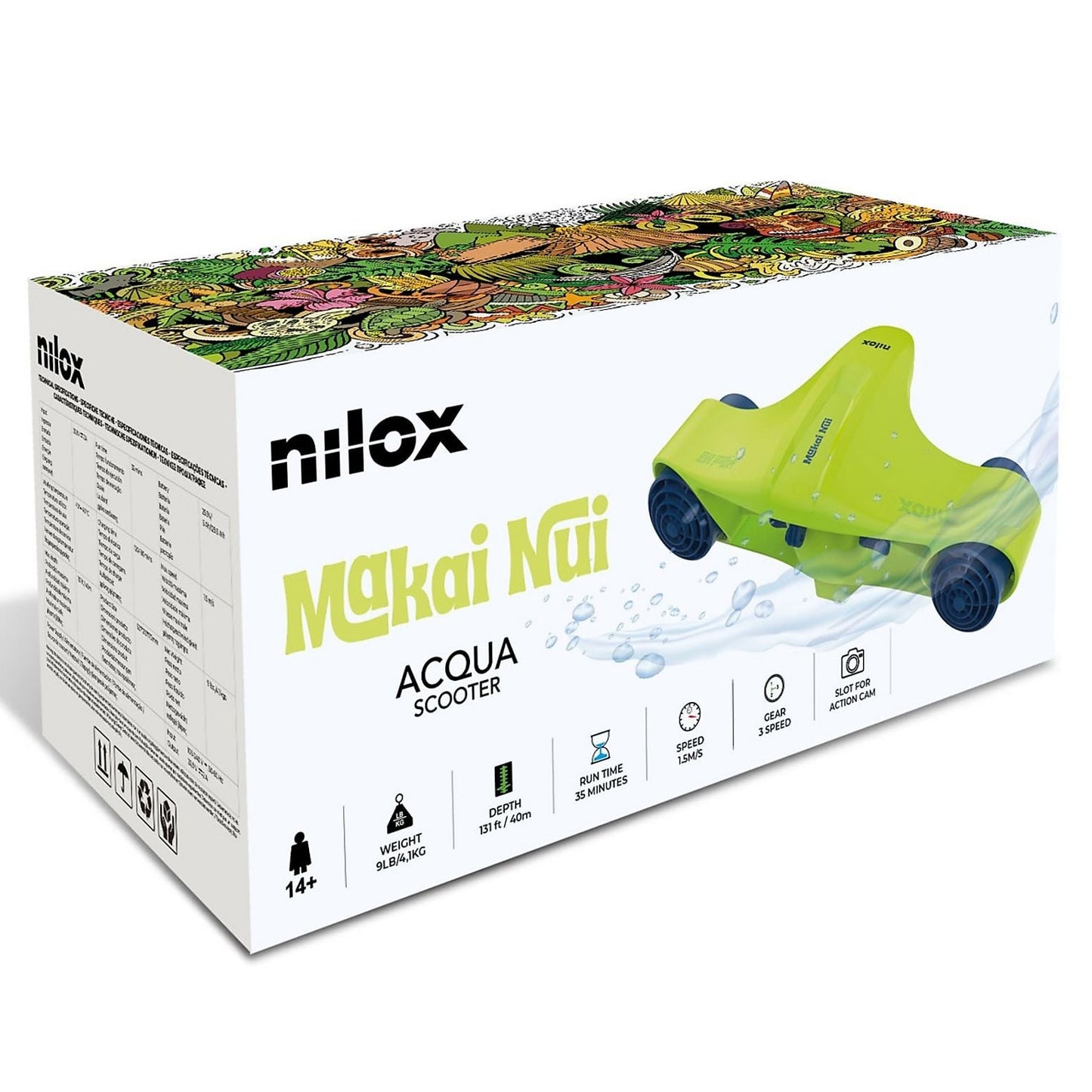 Nilox (Makai Nui) Acqua Scooter Elettrico Waterboard A Immersione 30M - Lime