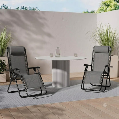 Sedia Sdraio da Giardino Pieghevole Poltrona Reclinabile Zero Gravity Relax Salvaspazio Tessuto in Textilene (Grigio)