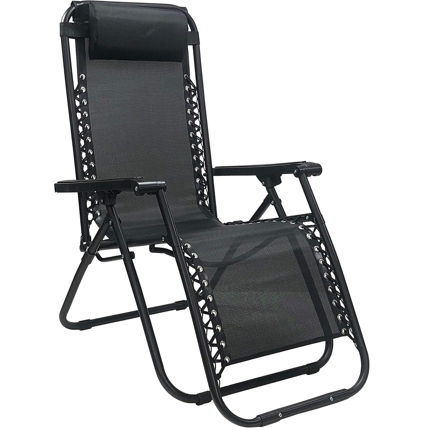 Sedia Sdraio da Giardino Pieghevole Poltrona Reclinabile Zero Gravity Relax Salvaspazio Tessuto in Textilene (Nero)