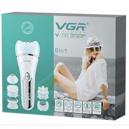 Vgr V-733 Epilatore Elettrico Professionale A Batteria 6In1 Display Impermeabile