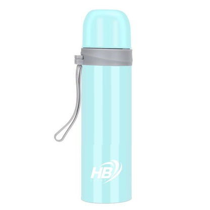 Hb Thermos Acciaio Inox 500Ml Bottiglia Termica (12/24H) Tappo A Scatto |Azzurro