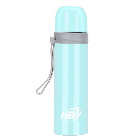Hb Thermos Acciaio Inox 500Ml Bottiglia Termica (12/24H) Tappo A Scatto |Azzurro