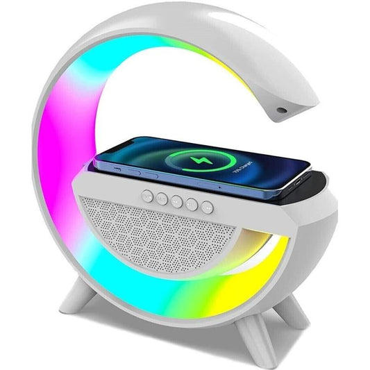 Lampada Rgb E Ricarica Wireless Smartphone Radio Speaker Bluetooth Ricaricabile