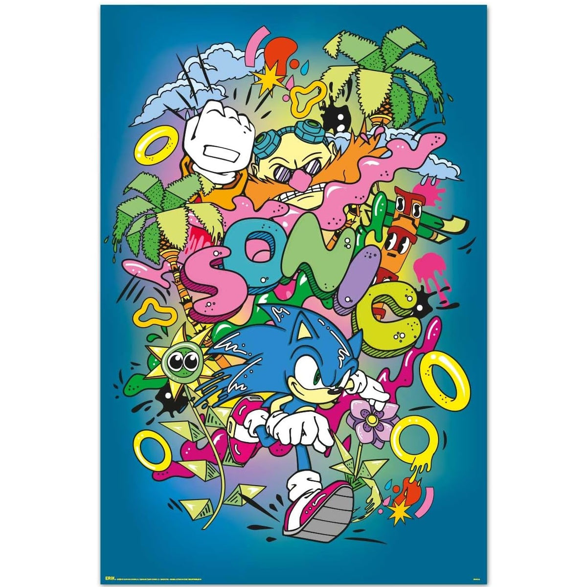 Maxi Poster - Sonic the Hedgehog: (POP) da Parete Incorniciabile 91x61 cm Carta Lucida Licenza Ufficiale Nerd Gamers Videogame Nintendo, Playstation, Sega, Xbox, Atari