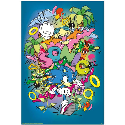 Maxi Poster - Sonic the Hedgehog: (POP) da Parete Incorniciabile 91x61 cm Carta Lucida Licenza Ufficiale Nerd Gamers Videogame Nintendo, Playstation, Sega, Xbox, Atari