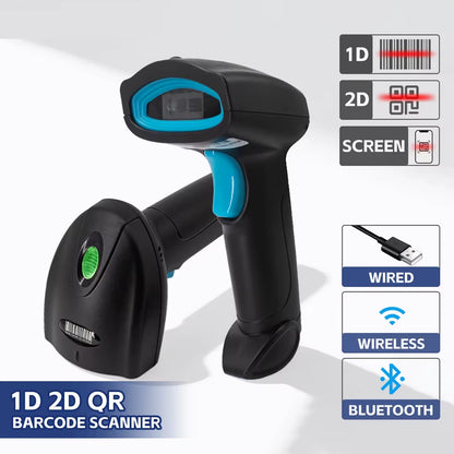 Pistola Barcode Wireless USB Laser Lettore Scanner con Luce Led per illuminare Codice a Barre 1D/2D/QR Code