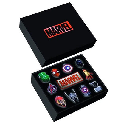 Marvel Scatola Regalo 11 Portachiavi In Metallo Avengers Spiderman Hulk America.